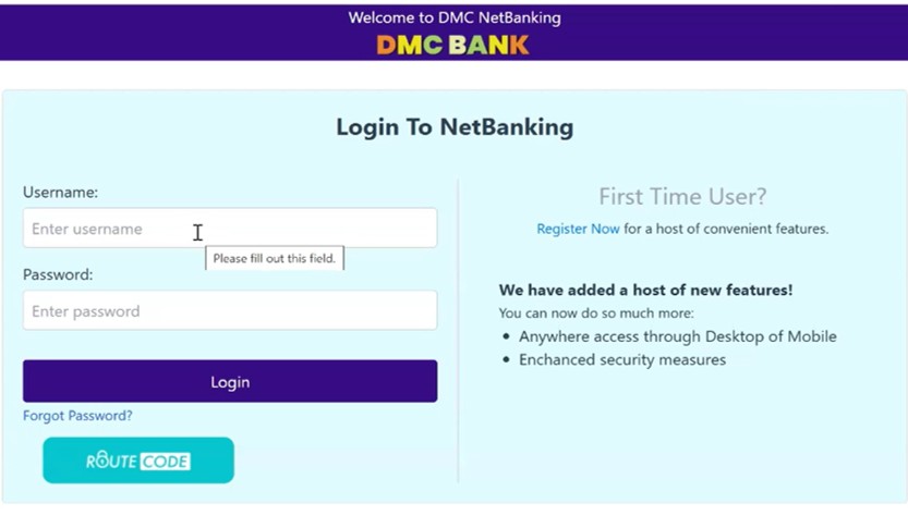 Route Code authentication implemented to DMC Bank